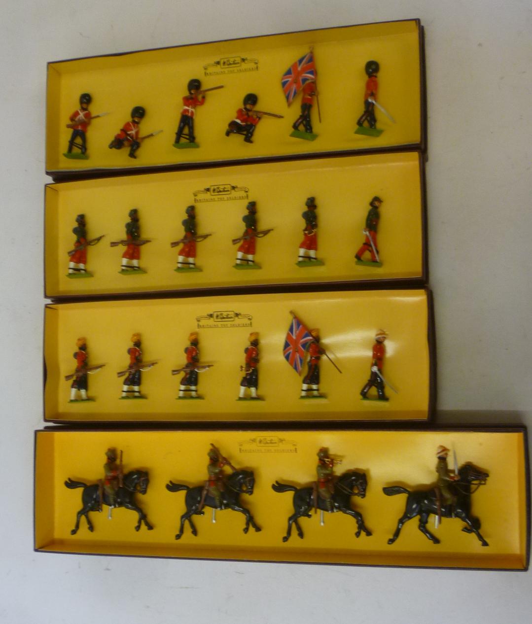 Four Britains Sets 8832 15th Ludhiana Sikhs (six pieces), 8810 Grenadier Guards (six pieces), 8833