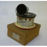 A Bing Kiddy phone (German) toy gramophone, with circular tinplate case, aluminium pick up with