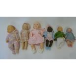Six Roddy plastic dolls, all with sleeping eyes, including one black doll, all c.1950's, 13" to