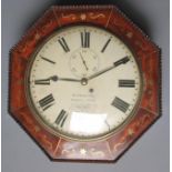 A MAHOGANY CASED WALL TIMEPIECE, 19th century, the single fusee movement with 12" white enamel