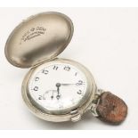 A NOVELTY "GOLF BALL" TOP WIND POCKET WATCH, the circular white enamel dial with black Arabic