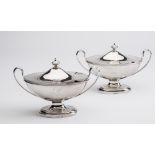 A PAIR OF GEORGE III SILVER SAUCE TUREENS AND COVERS, makers Wakelin & Garrard, London 1793, of