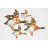 A GRADUATED SET OF FOUR BESWICK EARTHENWARE FLYING DUCKS, mid 20th century, shape Nos.5960, 5961 and