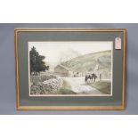 ALAN INGHAM (1920-1994), Dales Farm Scene, watercolour and pencil heightened with white, signed, 13"