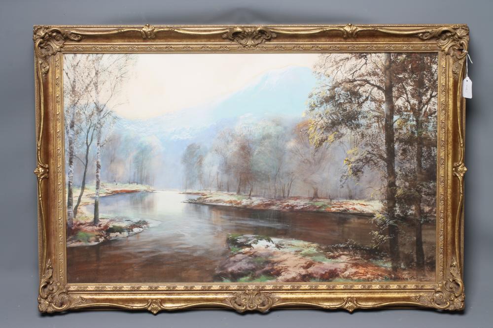 BARAGWANATH KING (1864-1939) Autumnal River Scene, watercolour, signed, 21" x 34", gilt frame (
