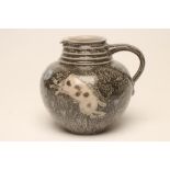 WIM MUHLENDYCK (1905-1986), a saltglaze stoneware jug of globular form with pulled and applied