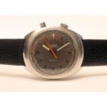 A GENTLEMAN'S OMEGA "CHRONOSTOP" WRISTWATCH, the dished matt black circular dial with applied