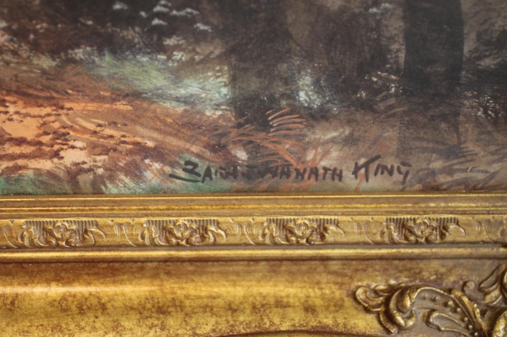 BARAGWANATH KING (1864-1939) Autumnal River Scene, watercolour, signed, 21" x 34", gilt frame ( - Bild 2 aus 2