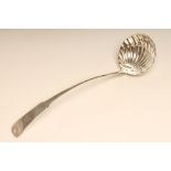 A GEORGE III SCOTTISH SILVER LADLE, makers Wm. & Patrick Cunningham, Edinburgh 1814, in fiddle and