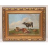 ATTRIBUTED TO THOMAS SYDNEY COOPER (1803-1905), Sheep and Cattle resting in an Open Landscape, oil