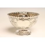 A LATE VICTORIAN SILVER PEDESTAL ROSE BOWL, maker's mark HA, Sheffield 1901, the circular bowl