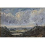 FOLLOWER OF JOHN CONSTABLE (1776-1837), "A Study of Hamstead Heath", oil on board, unsigned old