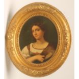 EUROPEAN SCHOOL (Mid 19th Century), Portrait of a Young Woman, head and shoulders, oval, oil on tin,