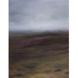 JUDITH LEVIN (b.1956), "Heather Study", a triptych, oil on canvas, signed, artist's label verso, 36"