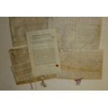 INDENTURES, large legal documents on vellum, most 17th century with seals, Ambrose Hall, Stephen