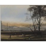 BRIAN SHIELDS "BRAAQ" (1951-1997), Figures in a Park, pastel, signed "braaq ann", 8" x 10", gilt