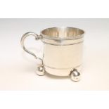 A LATE VICTORIAN SILVER CHRISTENING MUG, maker George Fox, London 1880, of plain cylindrical form