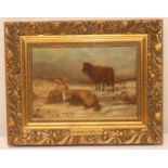 CIRCLE OF THOMAS SYDNEY COOPER (1803-1905), Sheep in Snow, oil on canvas, bears indistinct