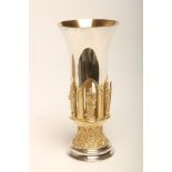 A RIPON CATHEDRAL SILVER GOBLET, makers Aurum, London 1985, no. 116 of a limited edition of 500 made