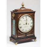 A MAHOGANY CASED TABLE CLOCK by Shrivell, Brighton, the twin barrel movement with anchor