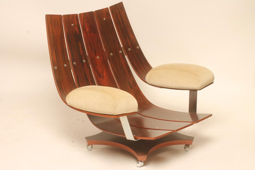 A G PLAN "HAUSTMASTER" SWIVEL LOUNGE CHAIR by IB KFOD-LARSEN, the steel and slatted laminated - Bild 5 aus 6