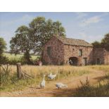 EDWARD HERSEY (b.1948), "Farm near Penrith", oil on canvas, signed, label for Talbot Galleries,