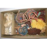 A composition boudoir doll's head and bust with painted face, blonde mohair wig, 5" high, boxed, and