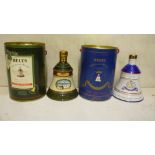 Two Bell's decanters Old Scotch whisky, Princess Beatrice and Christmas 1989, boxed (lids poor) (