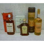 One bottle Glenmorangie 10 year old Single Highland Malt, one bottle Canadian Club 15 year old,