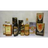 One bottle Glenmorangie 10 year old Highland Single Malt, one bottle Glenfiddich Single Malt, boxed,