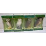 Four Royal Doulton pottery owls containing Whyte & MacKay Special Blended (200 ml each) (Est. plus