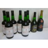 Six bottles Harveys Bristol Cream, one bottle Harveys Club Classic Amontillado, and one bottle Croft