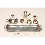 AN EDWARDIAN MINIATURE SILVER FIVE PIECE COFFEE SET, maker's mark MB, Birmingham 1905, comprising