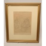 JOHN TENNIEL (1820-1914), Indirect Claim, pencil sketch, unsigned, 8" x 6", gilt frame (Est. plus