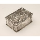 A LATE VICTORIAN SILVER SMALL BOX, London import marks 1893, retailer's mark TG, of plain oblong