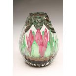 A FRANCO TOFFOLO GLASS PAPERWEIGHT, of tapering hexagonal form centred by a waterlily on an