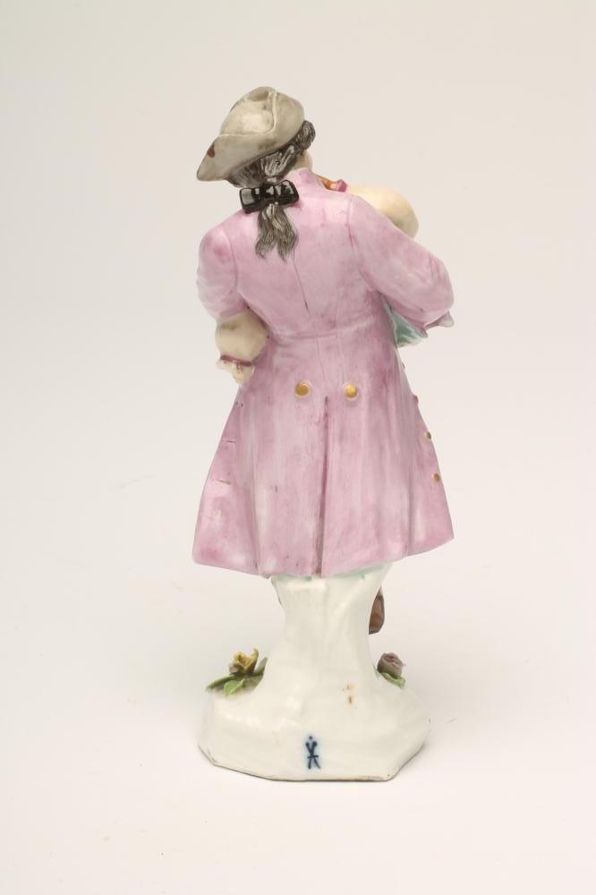 A SAMSON PORCELAIN FIGURE, late 19th century, of a young male bagpipe player wearing a grey hat - Image 3 of 5