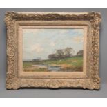 KERSHAW SCHOFIELD (1872-1941), River Meadow with Sheep Grazing, oil on board, signed, 11" x 15",