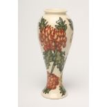 A MOORCROFT POTTERY VASE, 1993, of slender inverted baluster form, tubelined by Gillian Powell and