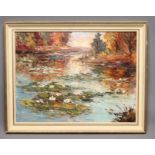 VALTER BERZINS (1925-2009), Autumnal Landscape, oil on board, signed, 18 1/2" x 24", framed (subject