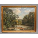 WILLIAM GREAVES (1852-1938), Wooded Riverscene with Fishermen, oil on board, signed and dated