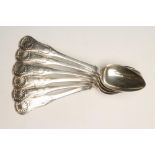 A SET OF SIX EARLY VICTORIAN SCOTTISH SILVER TABLESPOONS, maker D C Rait, Glasgow 1842, in single