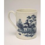 A FIRST PERIOD WORCESTER "PLANTATION" PATTERN PORCELAIN SMALL MUG, c.1775, of plain cylindrical