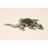 AN EDWARDIAN SILVER NOVELTY SALAMANDER PIN CUSHION, maker Crisford & Norris, Birmingham 1909, 4 1/4"