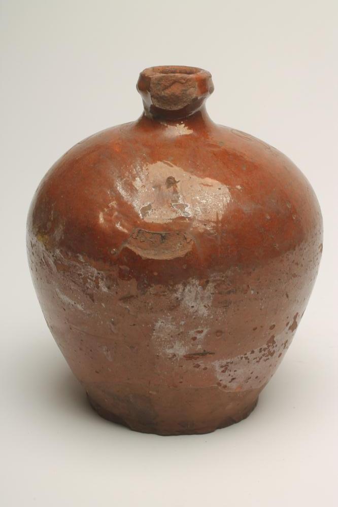 A VICTORIAN DOCUMENTARY GLAZED TERRACOTTA FLAGON, of rounded form, incised "D. Green/Chandler's X/ - Image 3 of 4
