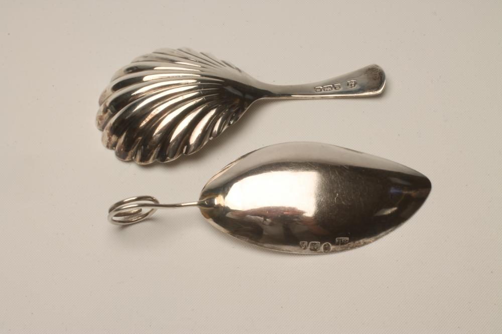 A LATE GEORGE III SILVER CADDY SPOON, maker's mark mis-struck, London 1796, the leaf shaped bowl - Image 2 of 2