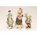 THREE DERBY PORCELAIN FIGURES, various dates, comprising a young shepherd on a scroll base with
