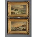 ENGLISH SCHOOL (Late 19th Century), Coastal Scenes, oil on board, a pair, indistinctly signed, 6 1/