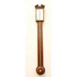 A MAHOGANY CASED STICK BAROMETER, signed Trombetta, Norwich, with silvered vernier scale,