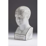 L.N. FOWLER - AN EARTHENWARE PHRENOLOGY HEAD, mid 19th century, printed in brown with areas of